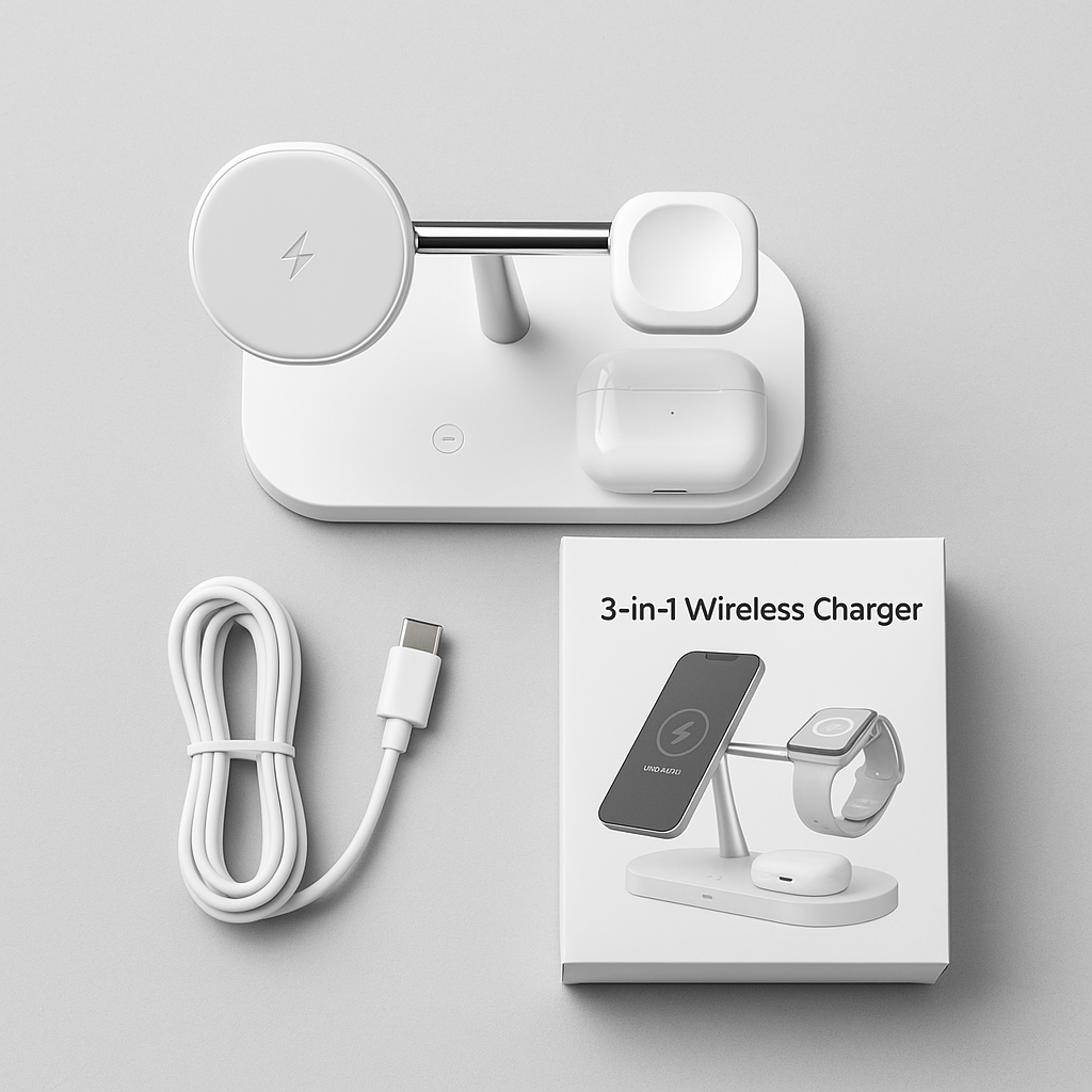 3-in-1 Wireless Charging Station – iPhone, Apple Watch &amp; AirPods