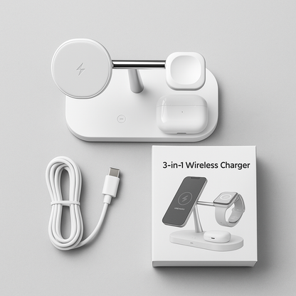3-in-1 Wireless Charging Station – iPhone, Apple Watch &amp; AirPods